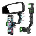 Soporte 360° para celular instalado en espejo retrovisor