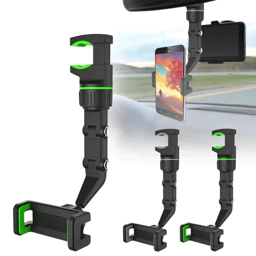 Soporte para celular en espejo retrovisor en distintas posiciones