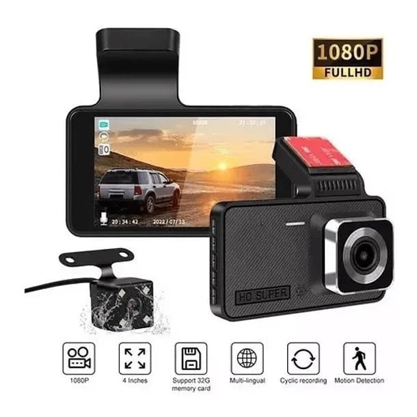 Dashcam 1080P con cámara de retroceso