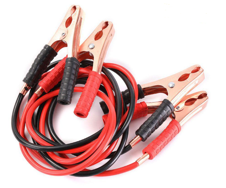 Cable puente para batería de auto con pinzas rojas y negras