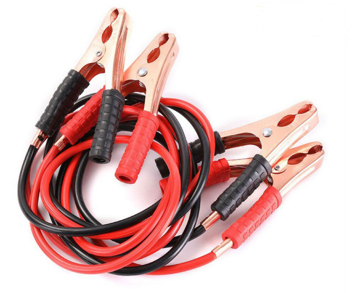 Cable puente para batería de auto con pinzas rojas y negras